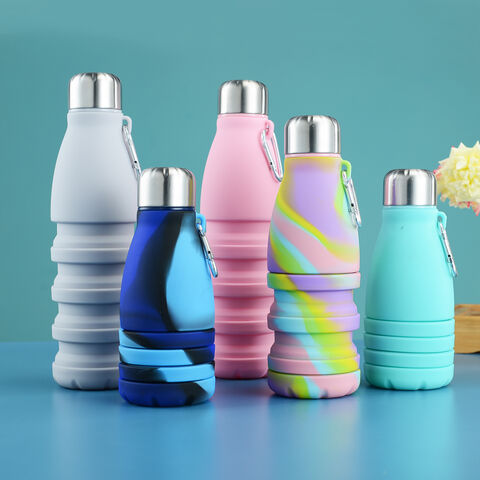 600ML foldable silicone water bottle, free of bisphenol A, triple