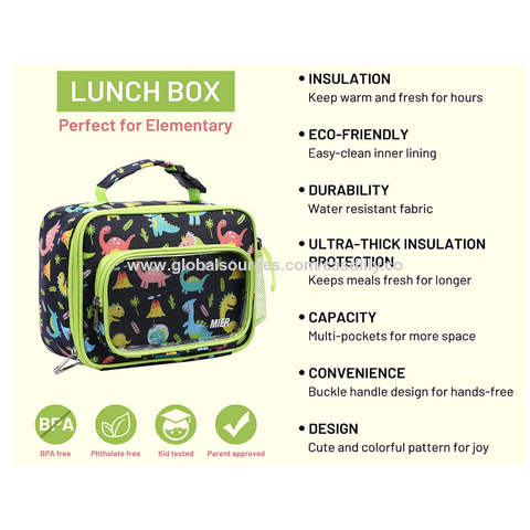 Insulated Lunch Bag with Water Bottle Holder - Girls and Boy