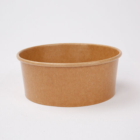 12oz 400ml Single Pe Coating Kraft Paper Salad Bowl With Lid , Eco Friendly