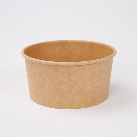 12oz 400ml Single Pe Coating Kraft Paper Salad Bowl With Lid , Eco Friendly