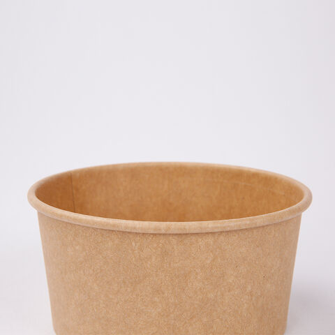 12oz 400ml Single Pe Coating Kraft Paper Salad Bowl With Lid , Eco Friendly