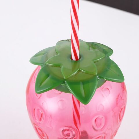 Strawberry Cute Glass Cup with Straw Creative Transparent Water