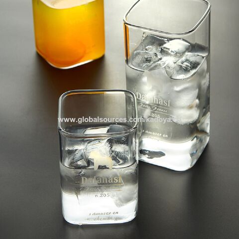 Square Glass Cup with Letters