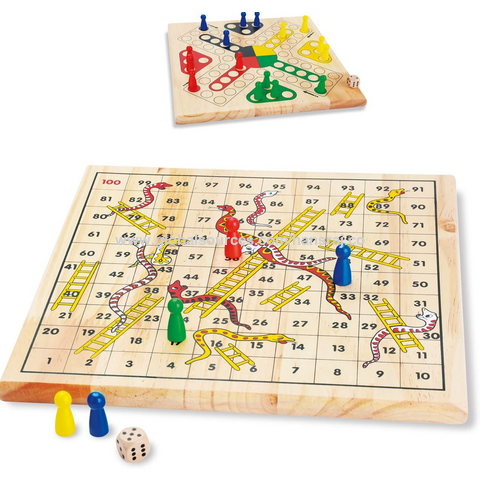 Wooden Snakes and Ladders Game - Classic Children's Board Game - Educa