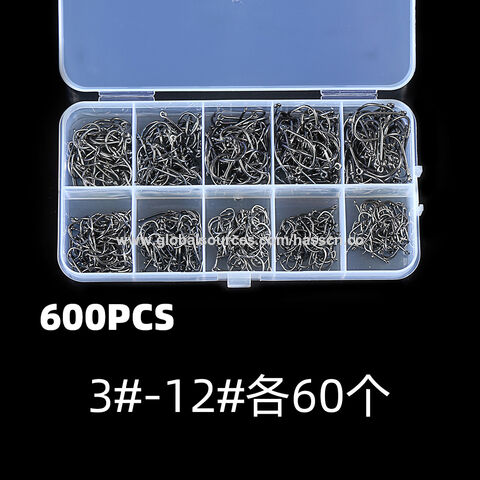 Circle Fishing Hooks With Plastic Box Set Of 500pcs Carbon Steel