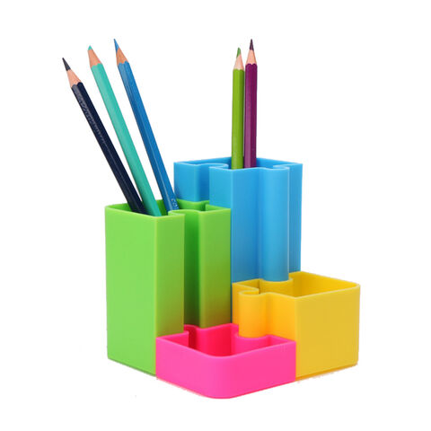 Stationery Multifunctional Square PU Leather Pen Pencil Holder - China Pen  Holder, Pen Cup