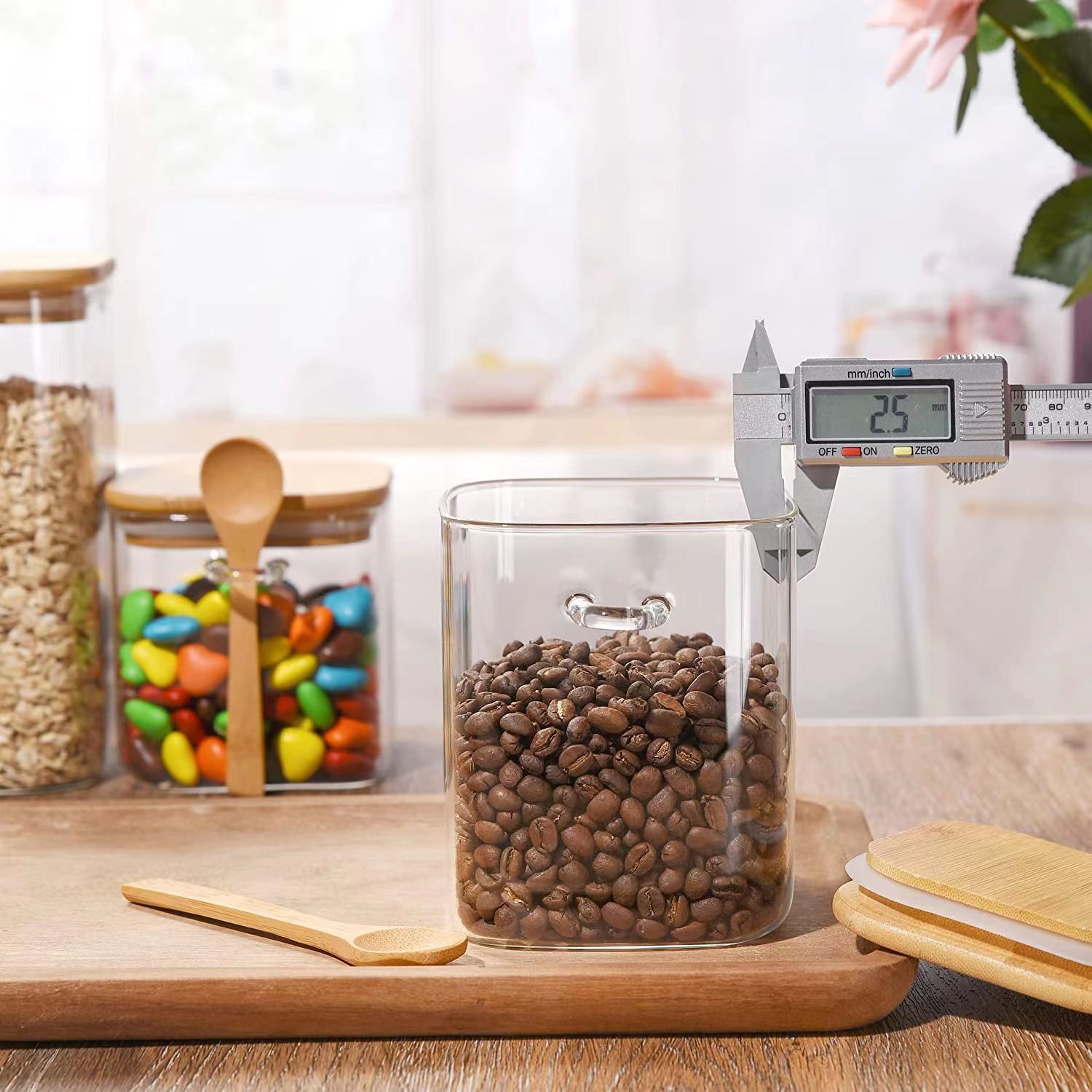 High Borosilicate Glass Jar With Airtight Lid & Spoon,17oz Food Storage ...
