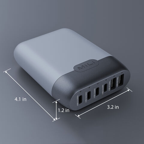 Bloque de cargador USB C, 100W GaN 6 puertos PD USB C y QC USB A adaptador  de cargador de pared, cubo de enchufe, estación de carga tipo C súper