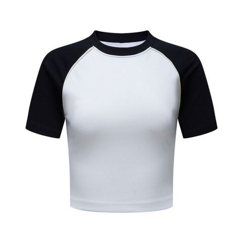Women Cotton Stretch Custom Printing Ringer Tee Summer Slim