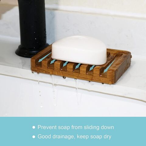 Soap Dish with Draining, Bar Soap Holder for Shower Wall Mount, Soap Tray  Dishes for Bathroom Tile Counter, Self-Adhesive Plastic Soap Saver for