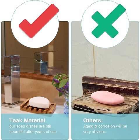 2Pcs/Set Bamboo Wooden Soap Dishes for Bar Soap, Bathroom Soap Dish, Bathtub Shower Tray, Bamboo Soap Dishes Holder for Bathroom Shower, Bathroom Sink