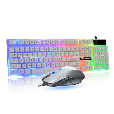 Gaming Keyboard and Mouse Combo with Headset, RGB Rainbow Backlit 104 Keys USB Wired Keyboard Mechanical Feeling, Gaming Headset with Microphone