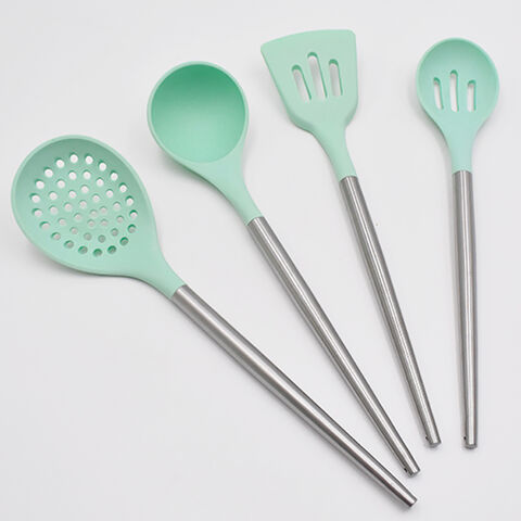 11 Silicone Cooking Utensils Kitchen Utensil set - Stainless Steel