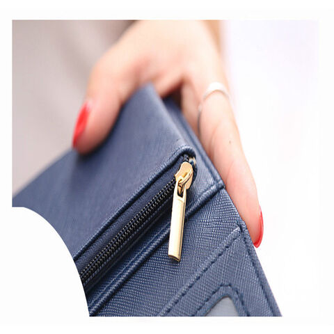 Womens Zipper Clutch Leather Ladies Wallet Mini Coin Pocket Purse