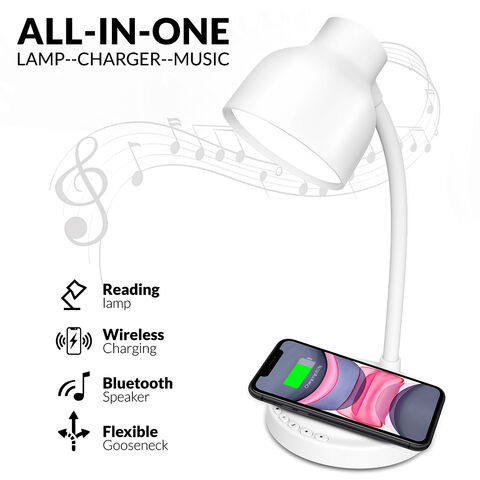 Lampe de Chevet Réveil, Bluetooth, et Recharge Sans-Fil – Lumière