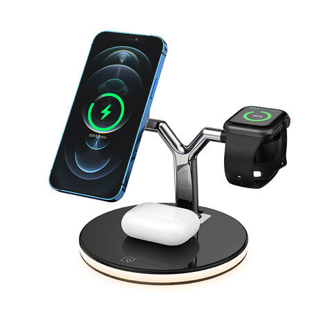 Carregador Sem Fio Carregador Sem Fio Iphone Suporte para Carregador Apple  Watch Base de Carregamento Sem Fio 3 em 1
