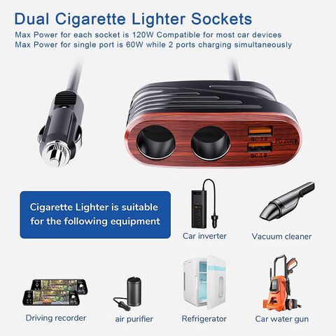 12v 2 Way Dual Port Car Cigarette Lighter Power Socket Charger Adapter on  OnBuy