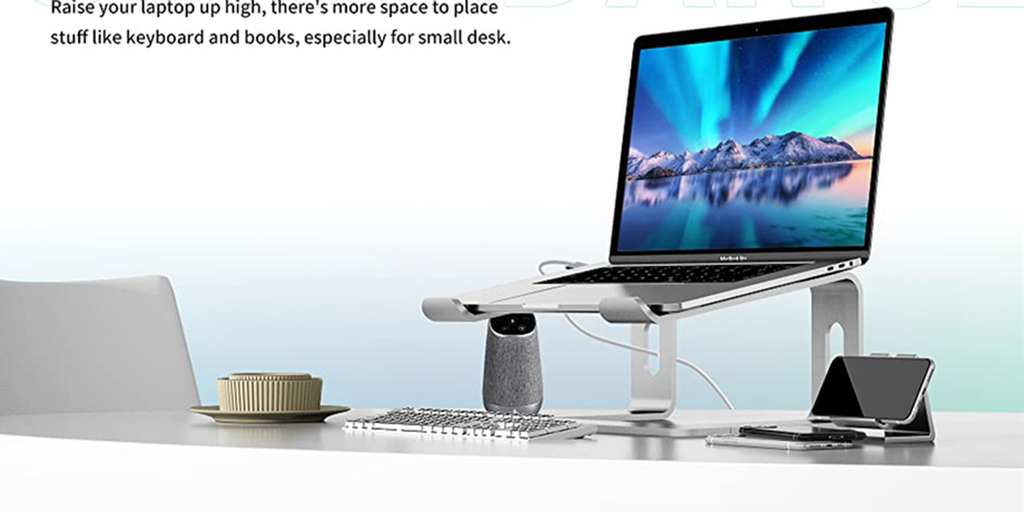 Soporte ergonómico para computadora portátil para escritorio, altura  ajustable de hasta 20 , soporte elevador para computadora portátil para  computadora portátil, soporte portátil para computadora portátil, se adapta  a MacBook, computadoras portátiles