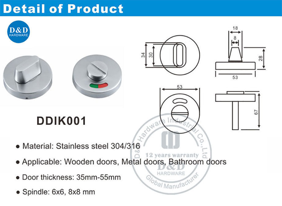 New Product Stainless Steel Bathroom Door Knob Handle Knobset Thumb ...