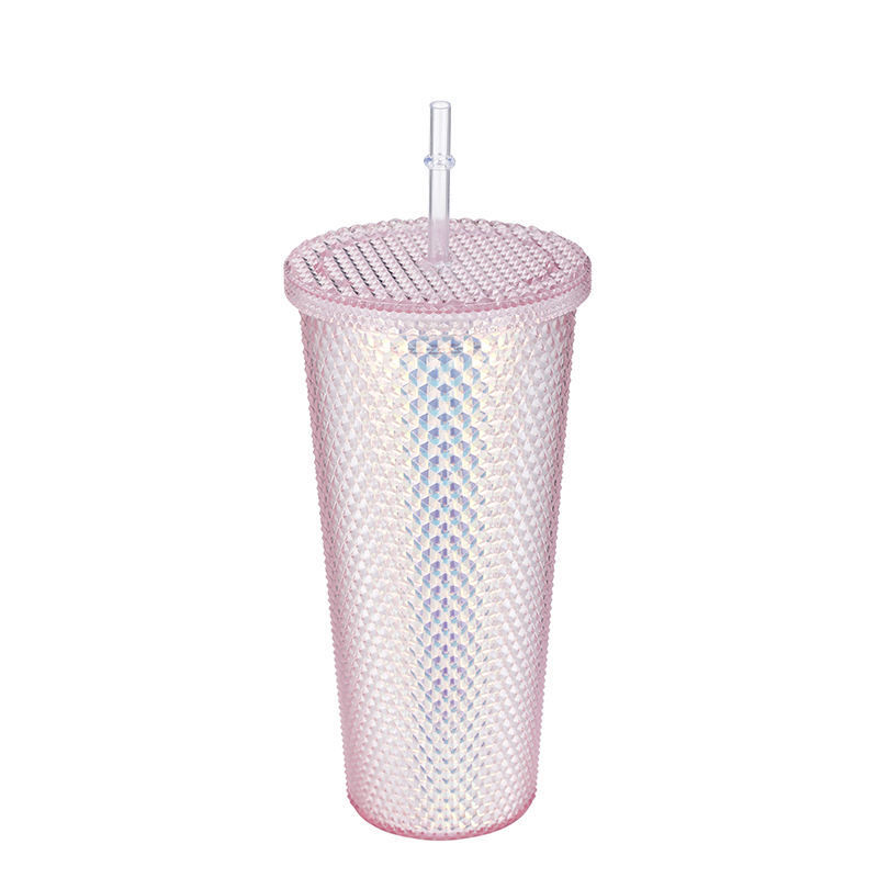 Buy Wholesale China Plastic Double Wall Tumbler Wholesale Matte Studded  Grid Collection Cup With Lid Straw & Tumblers at USD 1.89
