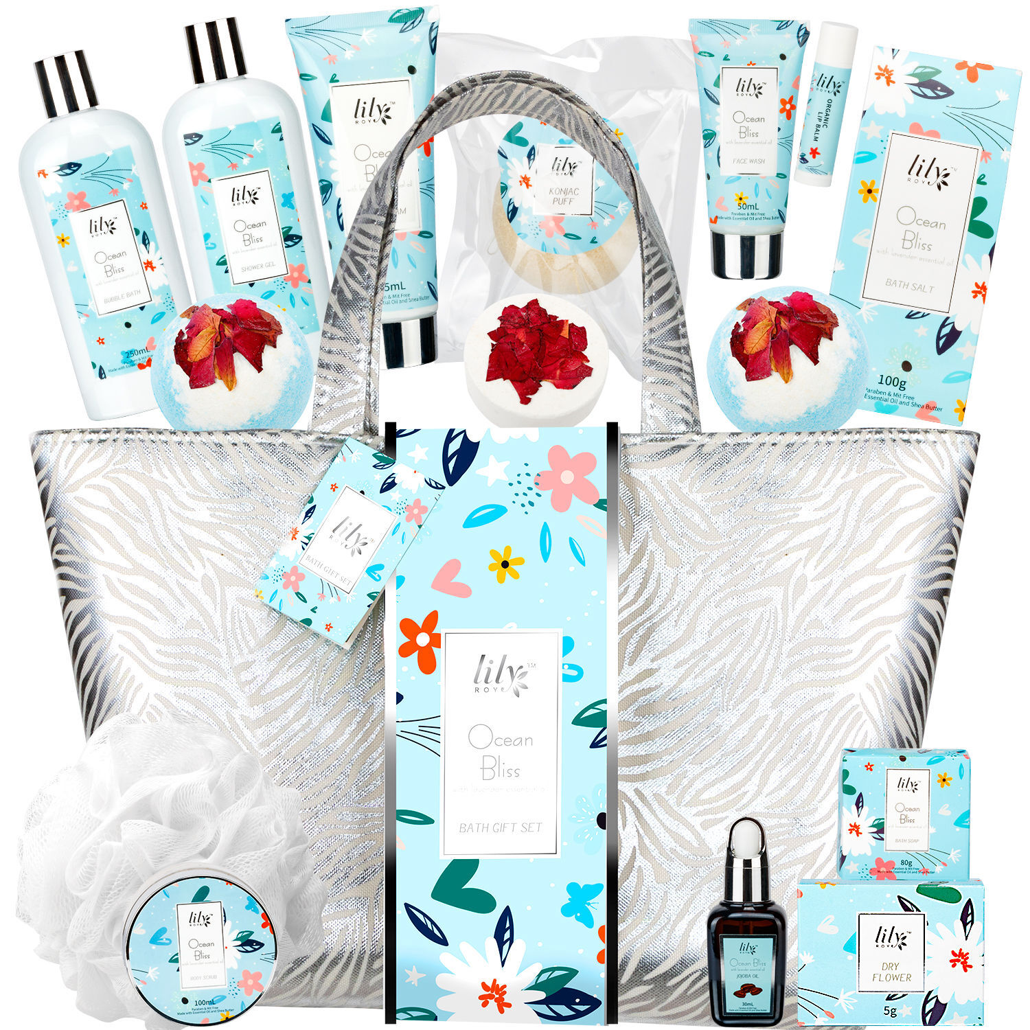 Mother's Day Spa Gift Basket Set - 14 Pcs Relaxing Bath & Body Collection In Heart Box