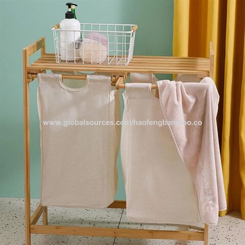 Double Laundry Hamper Sorter- Collapsible Canvas Clothes Basket