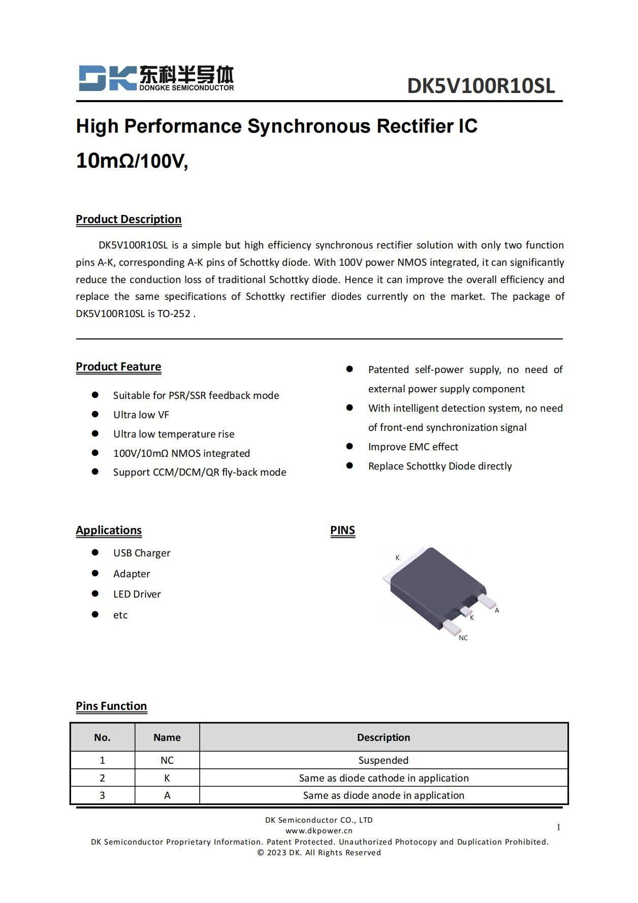 Buy Wholesale China Dk5v100r10sl High Efficiency Synchronous Rectifier