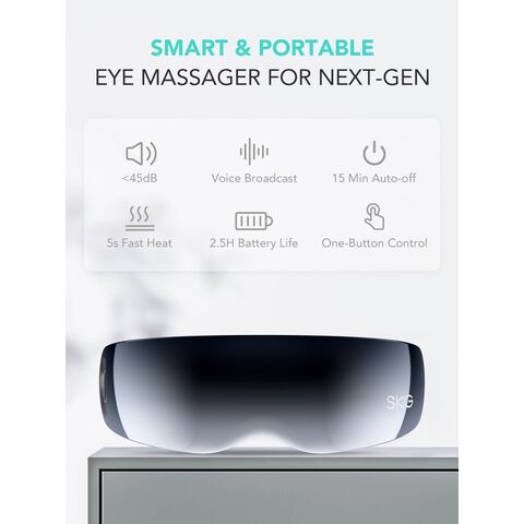 Eye Massager with Heat, Vibration Bluetooth Music Smart Heated Eye Massager, Adaptive Temple Massage for Eye Relax, Improve Eye Circulation, Reduce