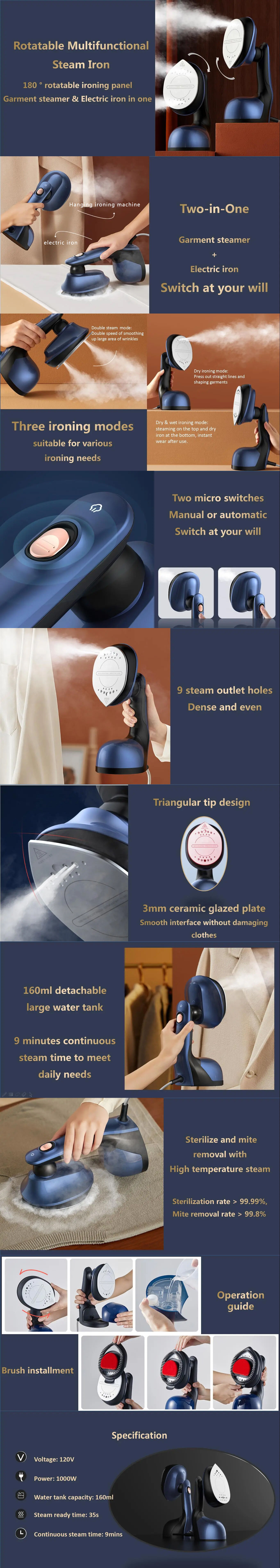 Buy Wholesale China Rotatable Multifunctional Steam Iron Travel Iron
