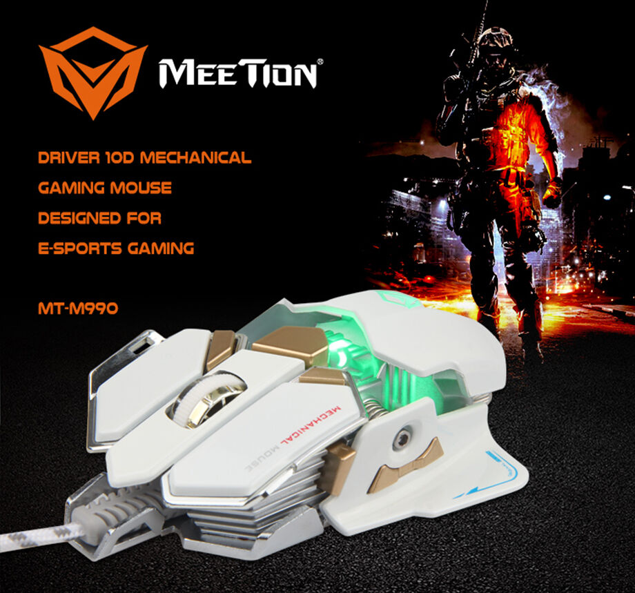 Meetion Mt-m990 White With Locking Dpi Function 10 Buttons Programmable ...
