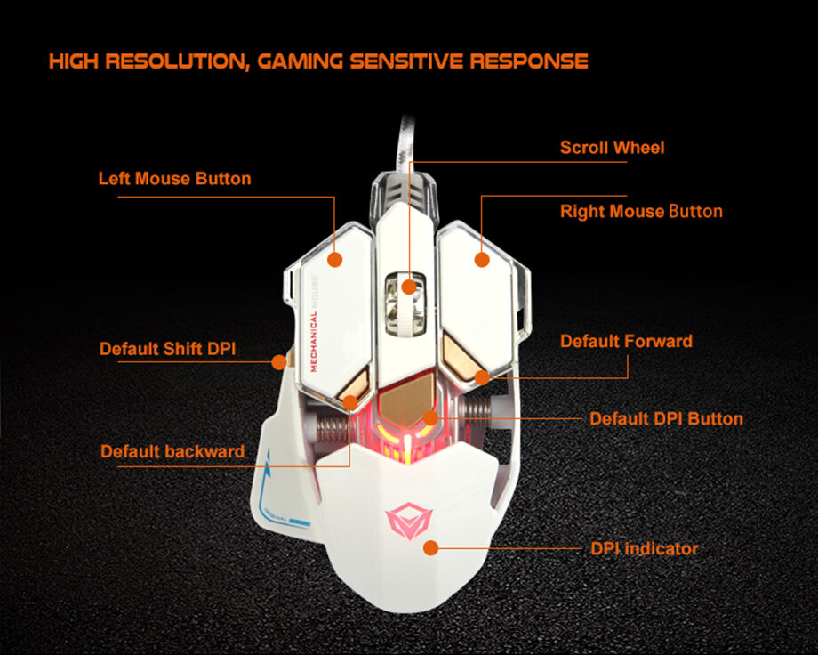 Meetion Mt-m990 White With Locking Dpi Function 10 Buttons Programmable ...