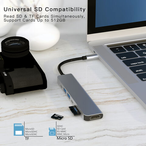 Adaptador multipuerto USB C tipo C para MacBook Pro/Air, adaptador Mac 10  en 1 con HDMI, Ethernet, VGA, puerto PD, 3 USB 3.0, lector de tarjetas  SD/TF