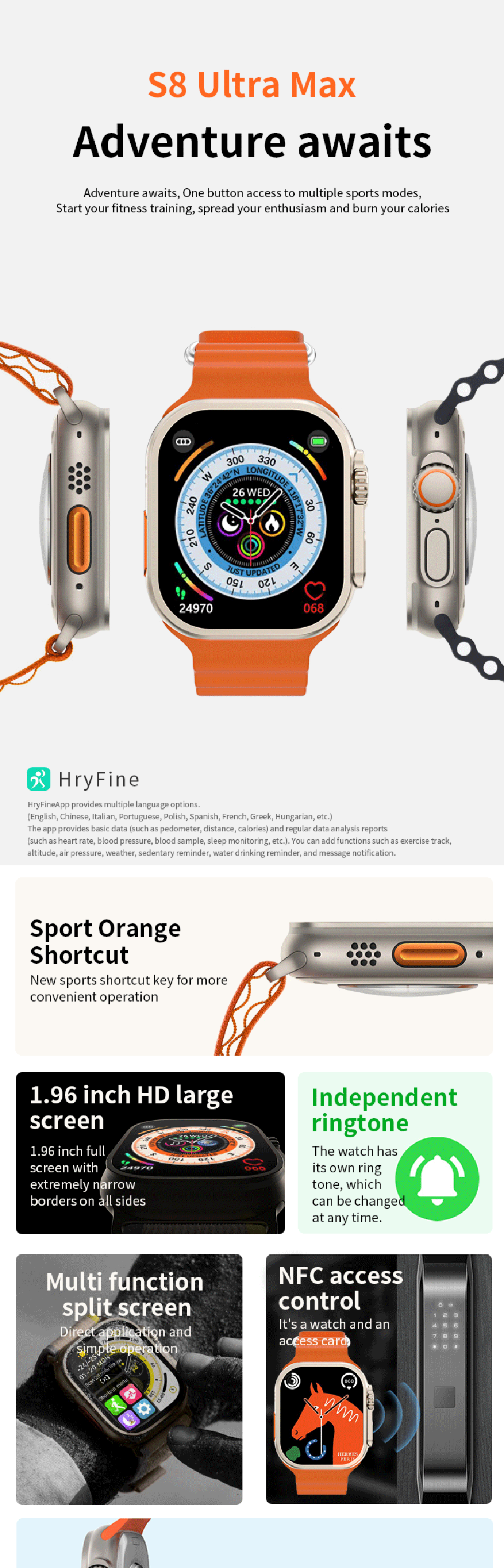 Buy China Wholesale Oem Sdk S8 Ultra Max Smart Watches With Blood ...