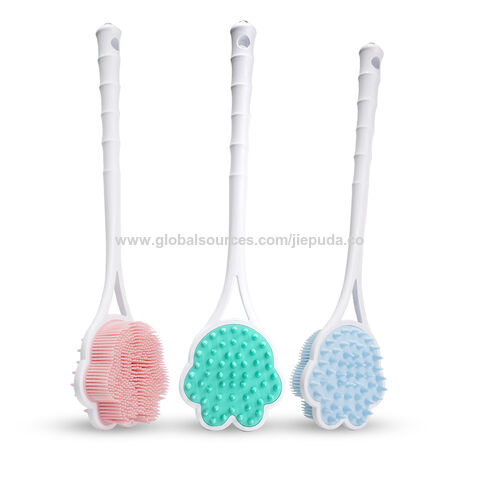 Silicone Double Sided Back Scrubber For Shower, Long Handle Bath