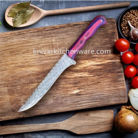 Colored Wooden Handle Meat Slicing Chef's Knife Laser Grain