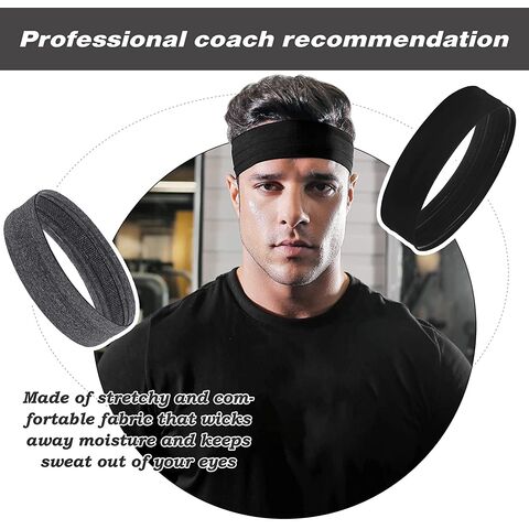 Mens Headband, Sports Headbands for Men, Workout Accessories, Sweat Band,  Sweat Wicking Head Band Sweatbands for Running Gym Training Tennis  Basketball Football, Unisex Hairband 