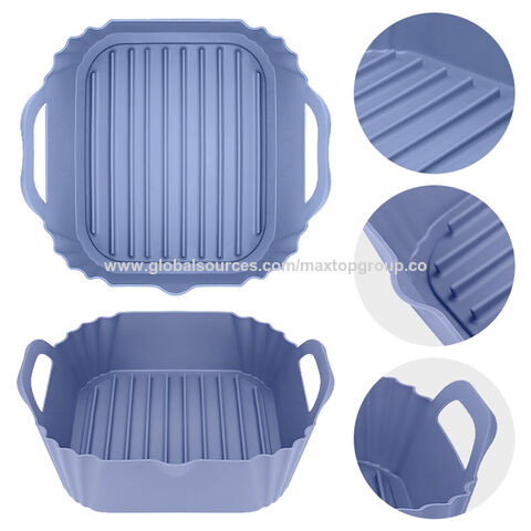 Collapsible Air Fryer Silicone Pot Liner Baking Tray for 5 to 7 qt Air Fryer in Green | Small