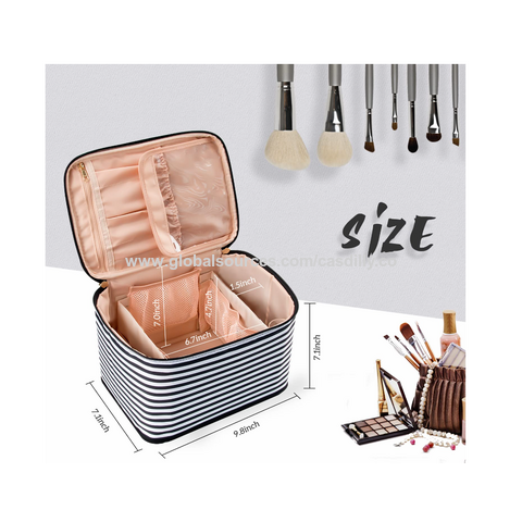 Sac de Maquillage Trousse à Maquillage Organisateur Cosmétique pour Femmes  et Filles Blanc