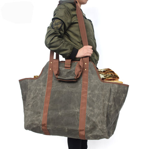 MLfire Canvas Firewood Log Carrier Bag, Canvas Firewood Tote Bag, Extra  Large Firewood Holder, Wood Carrying Bag with Shoulder Strap and Top  Handles for Camping 