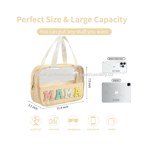 Cute and Portable Clear Preppy Toiletry Bags for Women and Girls