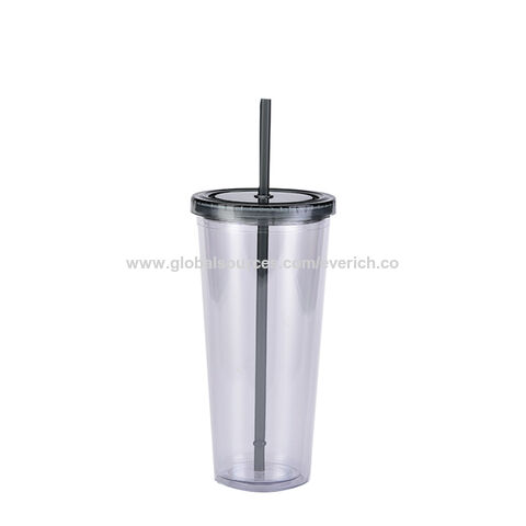 Double Wall Tumbler with And Straw, Plastic Tumbler Cups, Reusable Iced  Coffee Tumblers, Clear Tumblers