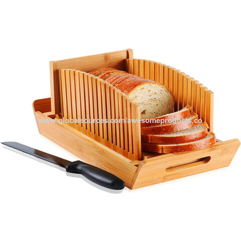 Bread Slicer for Homemade Bread, Plastic Bread Slicer Machine and Compact Bread Slicing Guide 4 Sizes Bread Loaf Slicer Thin Bread Cutter, Foldable