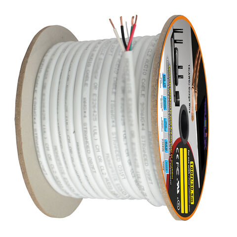 Speaker Wire 16 Gauge 4C White, CL2 Rated