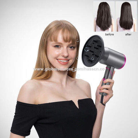 Secador de cabelo profissional de 1800 W com bocal, secador de cabelo  iônico poderoso para salão de beleza, motor AC, secador de cabelo rápido,  com