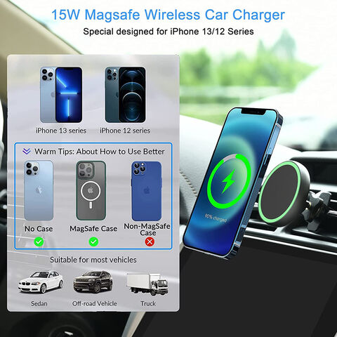 Chargeur de voiture magnétique sans fil compatible avec iPhone 12/12 Pro/12  Mini/12 Pro