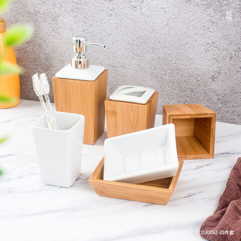 Buy Wholesale China White Color Ceramic With Wood Top Bathroom Sets  Toothbrush Holder & Cermaic Crafts at USD 1.9