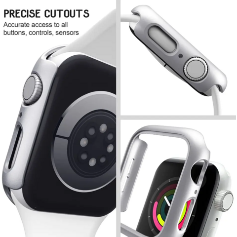 For Apple Watch Series 8 45mm Dual Color Electroplating Watch Case Built-in  Tempered Glass Screen Protector Hard PC Overall Protective Cover - Red /  Gold Wholesale