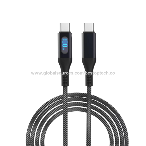 Cable de datos móvil de carga rápida de 5A con pantalla LED Emark PD de 100W, calidad premium, chapado en zinc