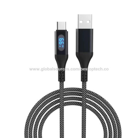 Cable de datos móvil de carga rápida de 5A con pantalla LED Emark PD de 100W, calidad premium, chapado en zinc