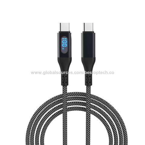 Cable de datos móvil de carga rápida de 5A con pantalla LED Emark PD de 100W, calidad premium, chapado en zinc